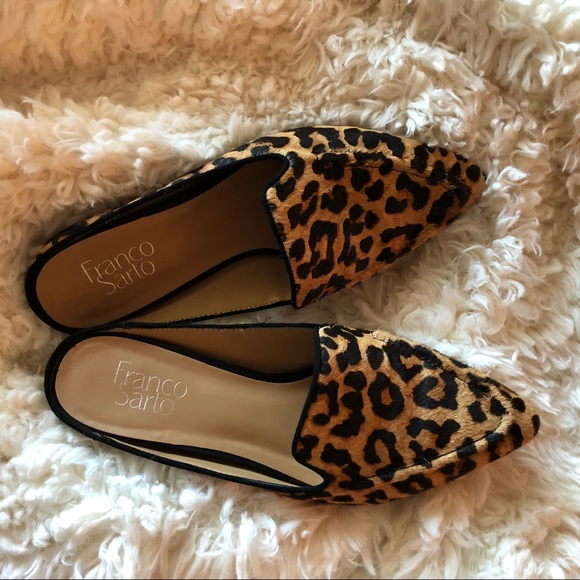 franco sarto animal print mules